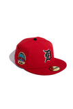 NEW ERA “D" DETROIT TIGERS FITTED HAT (SCARLET/FRONT DOOR RED)