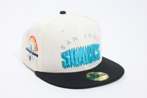 NEW ERA "SHARK BAIT" SAN JOSE SHARKS FITTED HAT (CHROME/BLACK)