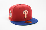 NEW ERA "UNMASKED" PHILADELPHIA PHILLIS FITTED HAT (DARK ROYAL/ RED)