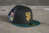 NEW ERA "LAUGHING SALLY" SF GIANTS MESH FITTED HAT (BLACK/DARK GREEN)