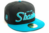 NEW ERA "TEAM SCRIPT" SAN JOSE SHARKS FITTED HAT (BLACK/TEAL)