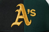 NEW ERA "TEAM SPLIT” OAKLAND A'S FITTED HAT (DARK GREEN/BLACK)
