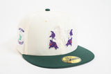 NEW ERA "OCBC / PURPLE FLOWERS" OAKLAND A'S FITTED HAT (CHROME/DARK GREEN)