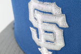 NEW ERA "FISH SCALE” SAN FRANCISCO GIANTS  FITTED HAT + SHOVEL SCOOPER BLIP (INDIGO BLUE/DARK GRAPHITE/CHROME)