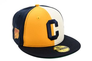 NEW ERA "GAME DAY RUGBY" CHICAGO CUBS FITTED HAT (CHROME/A GOLD/NAVY)