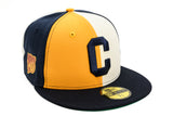 NEW ERA "GAME DAY RUGBY" CHICAGO CUBS FITTED HAT (CHROME/A GOLD/NAVY)