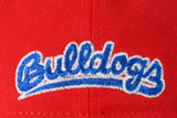 NEW ERA "SPLIT BLOCK" FRESNO BULLDOGS FITTED HAT (SCARLET/CHROME/ROYAL)