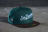 NEW ERA "PEBBLE BEACH" SF GIANTS FITTED HAT (DARK GREEN/BURNT WOOD)