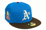 NEW ERA "WHORIDA” OAKLAND A'S FITTED HAT (CARDIANL BLUE/BURNT WOOD/CARDINAL)