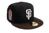 NEW ERA "DIRTY 2.0" SAN FRANCISCO GIANTS FITTED HAT (BLACK/BURNT WOOD/BRICK RED)