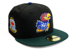 NEW ERA "FRE HAWKS" KANSAS JAYHAWKS FITTED HAT (BLACK/ DARK GREEN/LIGHT ROYAL)