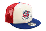NEW ERA "COLOR BLOCK" FRESNO STATE BULLDOGS 950 MESH SNAPBACK (CHROME/DARK ROYAL/SCARLET)