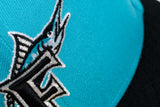 NEW ERA "DELUXE" FLORIDA MARLINS FITTED HAT (TEAL/BLACK)