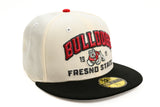 NEW ERA "ARCH BLOCK” FRESNO STATE BULLDOGS FITTED HAT (CHROME/BLACK/SCARLET)