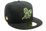 NEW ERA "RETRO" OAKLAND A'S FITTED HAT (BLACK/DARK GREEN)