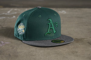 NEW ERA "PEACOAT" OAKLAND A'S FITTED HAT (DARK GREEN/GRAPHITE HEATHER)