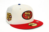 NEW ERA "RICE & RONNIE ” SAN FRANCISCO 49ERS FITTED HAT (CHROME WHITE/SCARLET)
