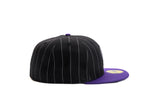 NEW ERA "RETRO PINSTRIPE" COLORADO ROCKIES FITTED HAT (PINSTRIPE BLACK/PURPLE))