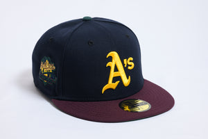 NEW ERA "CLUB ROOM" OAKLAND A'S FITTED HAT (NAVY/MAROON/DARK GREEN)