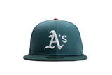 NEW ERA "GYPSYS" OAKLAND ATHLETICS FITTED HAT (PINE NEEDLE GREEN/DARKGREEN)