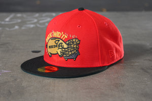 SFC X SICK WID IT RECORDS "40-NINER" NEW ERA FITTED HAT (RED/BLACK)