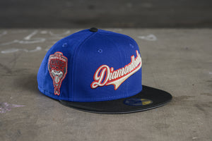 NEW ERA "SCRIPT" ARIZONA DIAMOND BACKS FITTED HAT (DARK ROYAL/BLACK)