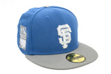NEW ERA "FISH SCALE” SAN FRANCISCO GIANTS  FITTED HAT + SHOVEL SCOOPER BLIP (INDIGO BLUE/DARK GRAPHITE/CHROME)