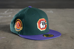 NEW ERA “LOOKOUTS" CHATTANOOGA LOOKOUTS FITTED HAT (DARK GREEN/NEW ORCHID)