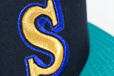 NEW ERA "NOW AND THEN” SEATTLE MARINERS  FITTED HAT (NAVY/NORTHWEST GREEN)