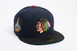 NEW ERA "HEAD HUNTER" CHICAGO BLACKHAWKS FITTED HAT (NAVY/BLACK)