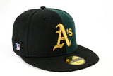 NEW ERA "TEAM SPLIT” OAKLAND A'S FITTED HAT (DARK GREEN/BLACK)