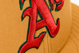 NEW ERA "WREATH" OAKLAND A'S  FITTED HAT (TAN/DARK GREEN)