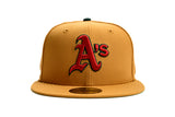NEW ERA "WREATH" OAKLAND A'S  FITTED HAT (TAN/DARK GREEN)