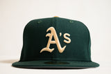 NEW ERA "TURFY LARUSSA" OAKLAND A'S FITTED HAT (DARK GREEN WOOL)