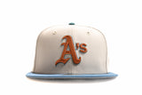 NEW ERA "MOTION" OAKLAND ATHLETICS  FITTED HAT (STONE GREY/FADED BLUE)