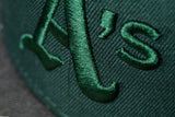 NEW ERA "PEACOAT" OAKLAND A'S FITTED HAT (DARK GREEN/GRAPHITE HEATHER)