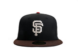 NEW ERA "DIRTY 2.0" SAN FRANCISCO GIANTS FITTED HAT (BLACK/BURNT WOOD/BRICK RED)