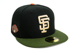 NEW ERA "UNDFTD” SAN FRANCISCO GIANTS  FITTED HAT (RIFLE GREEN/BLACK/RUST ORANGE)