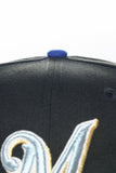 NEW ERA "MESG" MILWAUKEE BREWERS FITTED HAT ( BLACK/DARK GREEN/DARK ROYAL)