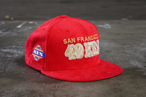 NEW ERA  "LOLO" SAN FRANCISCO 49ERS FITTED HAT (RED CORDUROY)