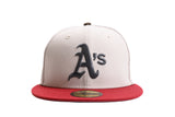 NEW ERA "PIE QUEEN" OAKLAND A'S  FITTED HAT (STONE/BRICK RED)