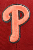 NEW ERA "UNMASKED" PHILADELPHIA PHILLIS FITTED HAT (DARK ROYAL/ RED)