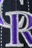 NEW ERA "RETRO PINSTRIPE" COLORADO ROCKIES FITTED HAT (PINSTRIPE BLACK/PURPLE))