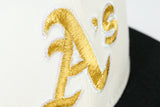 NEW ERA "MACK” OAKLAND ATHLETICS FITTED HAT (CHROME WHITE/BLACK/SCARLET)