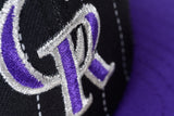 NEW ERA "RETRO PINSTRIPE" COLORADO ROCKIES FITTED HAT (PINSTRIPE BLACK/PURPLE))