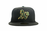 NEW ERA "RETRO" OAKLAND A'S FITTED HAT (BLACK/DARK GREEN)