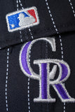 NEW ERA "RETRO PINSTRIPE" COLORADO ROCKIES FITTED HAT (PINSTRIPE BLACK/PURPLE))