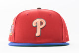 NEW ERA "UNMASKED" PHILADELPHIA PHILLIS FITTED HAT (DARK ROYAL/ RED)