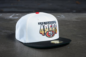 NEW ERA "RETRO-ACTIVE" SAN FRANCISCO 49ERS FITTED HAT (CHROME/BLACK)