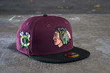 NEW ERA "BIG CHIEFIN" CHICAGO BLACKHAWKS FITTED HAT ( MAROON/BLACK)